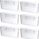 6 Pcs Adhesive Cabinet Door Organizers, 8 Inch Acrylic Wall Mount Organizer Without Drilling, Clear Adhesive Cabinet Door Storage Bins for Kitchen Bathroom Bedroom Living Room