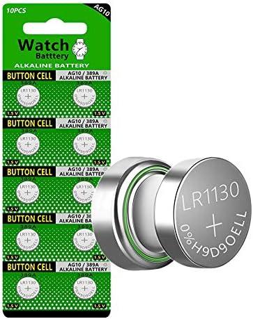 Cotchear 10pcs 1.5V AG10 Alkaline Battery 189 389 AG10 LR1130 LR54 V10GA Battery Alkaline Button Coin Cell Batteries