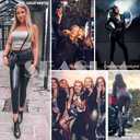 SEASUM Women's Faux Leather Leggings Pants PU Elastic Shaping Hip Push Up Black Sexy Stretchy High Waisted Tights (Black, M)