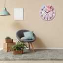 Mxocom Pink Fluid Art Painting Wall Clock Luxury Abstract Transparent Waves and Golden Swirls 10 Inch Silent Non Ticking Battery Operated clock Vintage Round clock for living room Bedroom Office decor