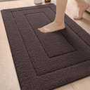 DEXI Bathroom Rug 43x24, Non Slip Washable Bath Mat for Shower Floor, Extra Large Absorbent Soft Bathmat with Rubber Backing, Quick Dry Microfiber Carpet, Brown
