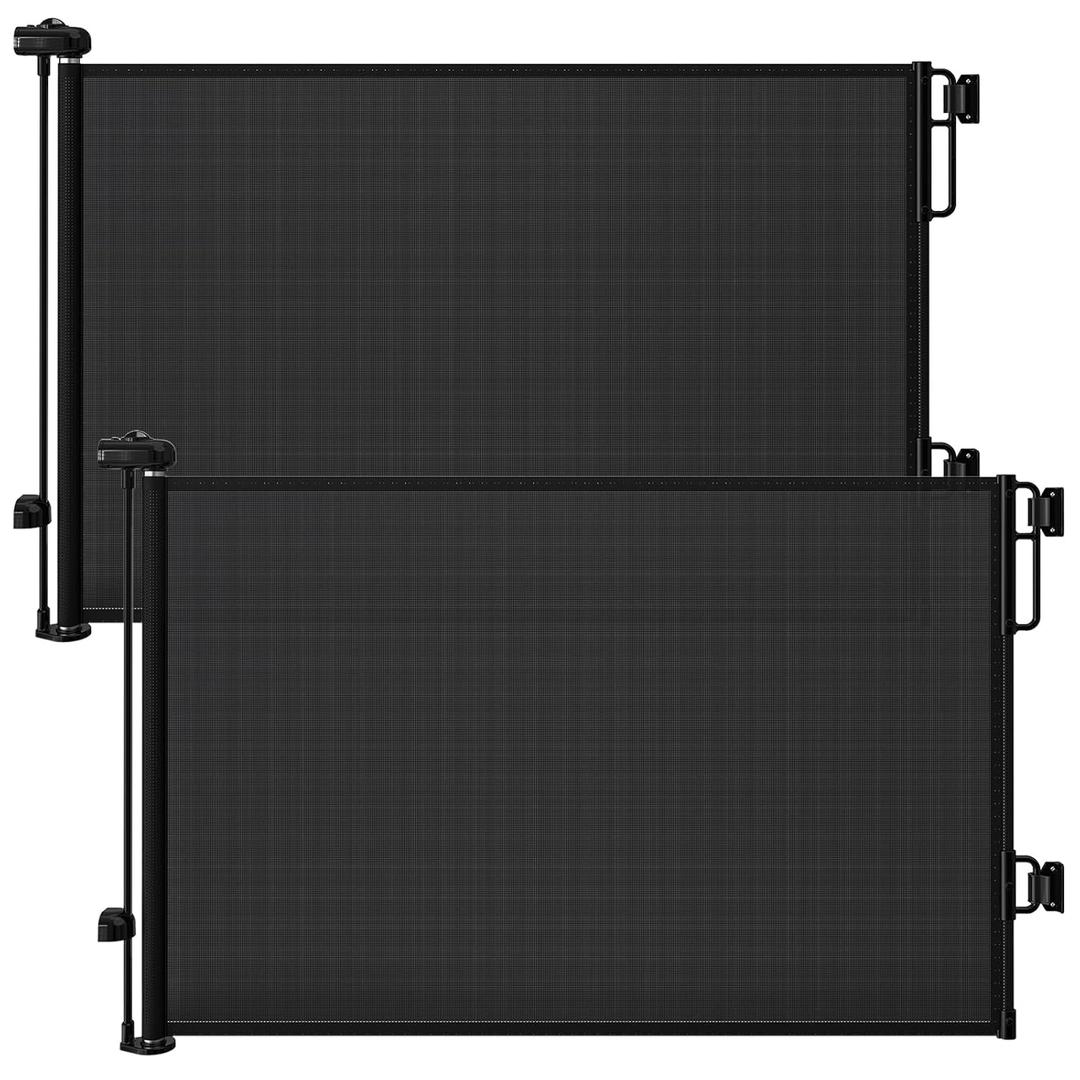 Cumbor 2-Pack Retractable Dog Gate for Stairs, 55" Wide Mesh Gates for Pets with One-Hand Opening, Mesh Fence 34" Tall, Dual Lock Safety Gate for Doorways, Hallway, Kitchen, Indoor/Outdoor, Black
