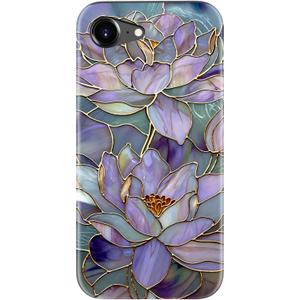 for iPhone 16e Case - Wireless Charging Compatible - Dual-Layer Hard Shell + Silicone Cover - Shockproof Protective Phone Case with Stylish Designs for Women - Abstract Lotus