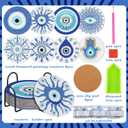 8 Pcs Evil Eye Diamond Painting Coasters Blue Diamond Art Cup Holder Mat with Cork Base for Beginners Craft Supplies Gift