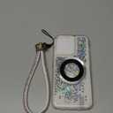 Designed for iPhone 15 Pro Max Magnetic Case Compatible with MagSafe, Tempered Glass Screen Protector/Camera Lens Protector/Wrist Strap Lanyard, Glitter Floating Liquid Cute Case (Diamond)