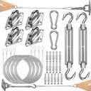 COOLYARD Shade Sail Hardware Kit with Cable Wire Rope,48 Ft (12Ftx4) Vinyl Coated Aircraft Cable,6 Inch Hanging Kit for Outdoor Curtain String Light Sun Shade Sails Installation