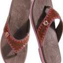 ONCAI Women's Flat Bedazzled Flip Flops with Sparkling Rhinestone Studded Summer Beach Pool Walking Sandals with Outdoor Rubber Sole US Size 6-12 (Brown)