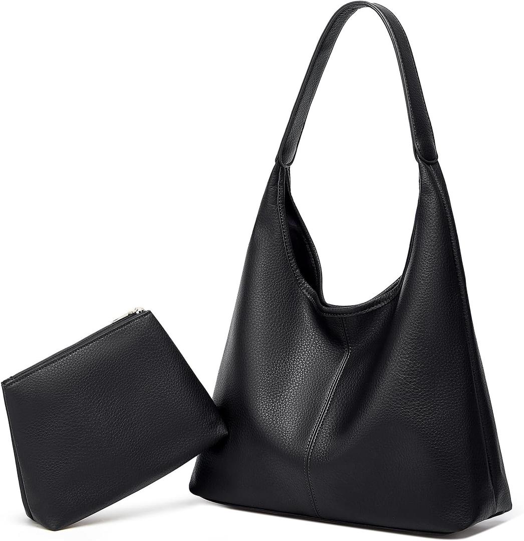 Slouchy Hobo Bags for Women Retro PU Leather Tote Crossbody Bag Soft Large Capacity 2pcs Shoulder Purses Handbags 2025