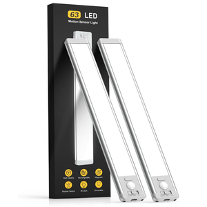 Under Cabinet Lighting Wireless, 15inch Rechargeable Motion Sensor Light Indoor, 3 Color Closet Light Battery Operated with LED Power Display, Magnetic Under Counter Lights for Kitchen, Home (2Pack)