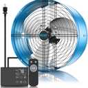 15" Attic Fan with Thermostat & Remote Control, 1800 CFM Gable Vent Exhaust Fan, Auto On/Off Based on Temperature, 2500 Sq Ft Coverage, 70W, 3 Speeds, 18-Hour Timer, Plug-and-Play
