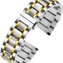 Metal Watch Band  Quick Release Watch Bands for Men Women - Stainless Steel Smart Watch Strap Bracelet Replacement Polished - 12mm ... 20mm 22mm 24mm (Silver&gold)