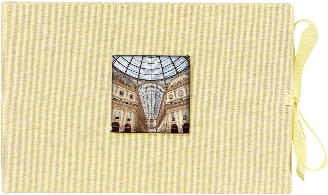 Kolo Noci Small 4x6 Photo Album, Holds 24 Photos, Ideal for Weddings and Baby Books, Yellow Chambray