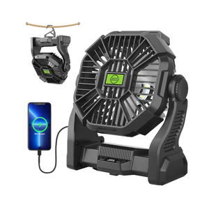 Rechargeable Portable Camping Fan for Tent with LED Light, 270°Pivot USB Personal Battery Powered Fan Outdoor Camping Essentials Battery Operated Portable for Travel X23 Black