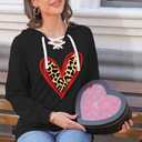 Casual Sweatshirt for Women: Funny Love Heart Graphic Long Sleeve Pullover Top (Medium, Black)