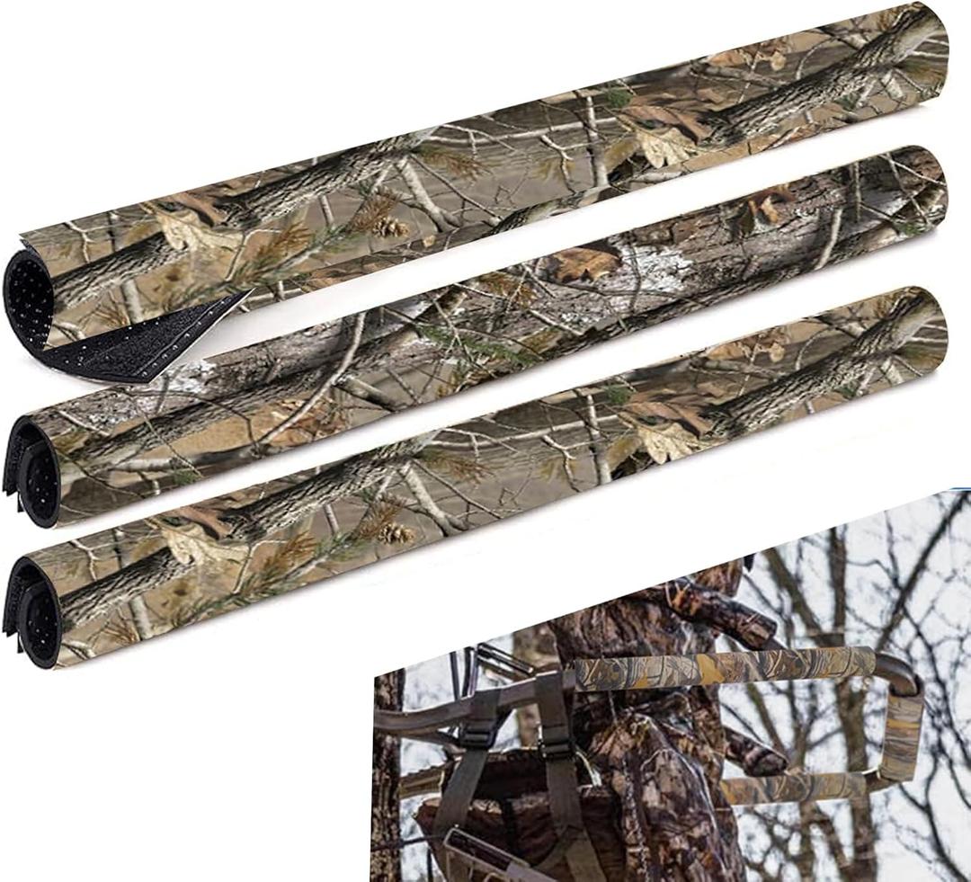 Tree Stand Rail Pads Wood Camouflage Replacement Shooting Rail Pads Easy to Disguise Treestands Shooting Rail Cover Ideal for Tripod Deer Hunting Climbing Stand Treestand Ladder Tree Stand Pads
