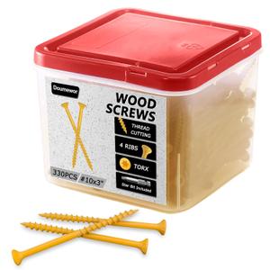 330pcs #10 x 3 Deck Screws - 3 Inch Wood Screws, Rust Resistant, Exterior Epoxy Coated, Outdoor Decking Screws, Torx/Star Drive Head, T25 Star Bit Included (5lb)