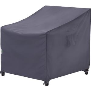 F&J Outdoors Patio Chair Covers, Heavy Duty Waterproof UV Resistant Outdoor Large Deep Seat Lounge Chair Club Chair Cover, Grey, 40" W x 40" D x 36" H