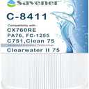 C-8411 Pool Filter Cartridge Replacement for CX760RE, C751, Clearwater II 75, Pro Clean 75, PA76, C-8411, FC-1255, 80755, 75 sq.ft, 1 Pack