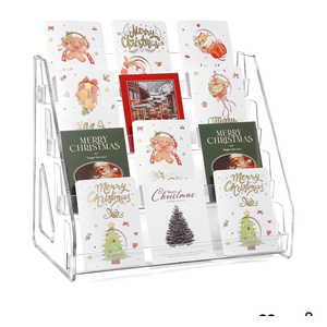 Upgraded 4 Tier Card Display Stand, Trading Greeting Card Display Stand for Stickers, Baseball Sports Cards, Postcards, On the Go for Vendor Events Retail(4 Tier, 1 Pack)