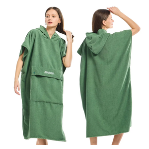 Surf Poncho Hoodie for Men Women Adult, Microfiber Wetsuit Changing Towel with Pocket, Quick Dry Water Absorbent for Surfing Swimming Bath Beach Pool Gym SPA Hot Springs (Olive Green)