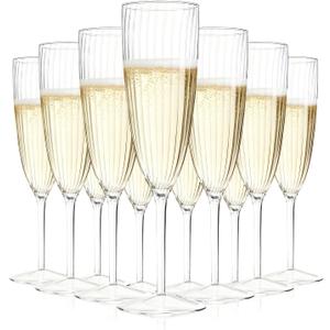 12Pcs Plastic Champagne Flutes,6 Oz Clear Champagne Glasses, Disposable Wine Glasses for Party Wedding Banquet Family Holiday Picnic Cocktail Mimosa Bars Engagements Thanksgiving Christmas Toasting
