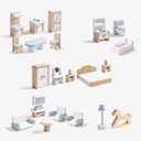 ROBOTIME Dollhouse Furniture, Wooden Doll House Furniture Set, 23 PCS Doll House Accessories and Furniture, Dollhouse Furniture Gift for Boys and Girls (Blue)