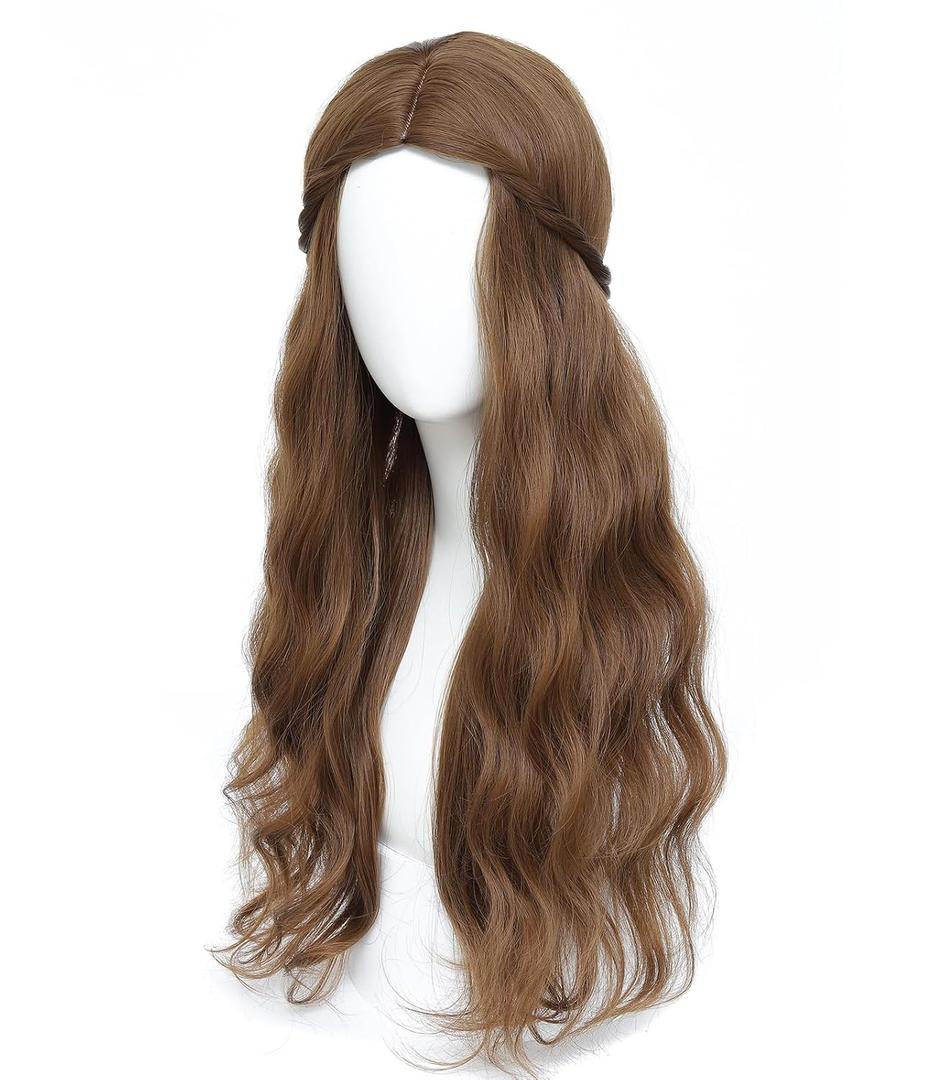 Adequate Long Wavy Wigs for Women Blonde Hippie Princess Wig,Suitable for Daily,Cosplay,Halloween and Masquerade Parties (Yellowish brown)