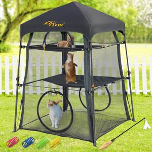 Extra Large Catio Outdoor Cat Enclosure,3 Tier Cat Tower Tent Weatherproof & Sunproof with 3 Doors, Foldable and Portable for Patio, Deck, Camping, Indoor & Outdoor, (Patented)