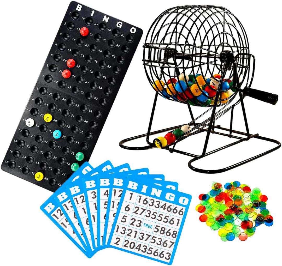 Regal Games Deluxe Bingo Game Set with Cage, Board, Balls, 18 Cards, and Chips