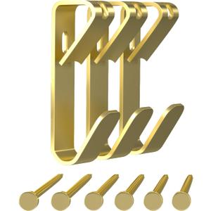 Picture Hangers, 50 lb Heavy Duty Drywall Wall Plaster Large Picture Hangers, Picture Hanging Hooks, Picture Hanging Hardware, Picture Frame Hangers, Painting Wall Hooks for Hanging, 30 Pack (Gold)