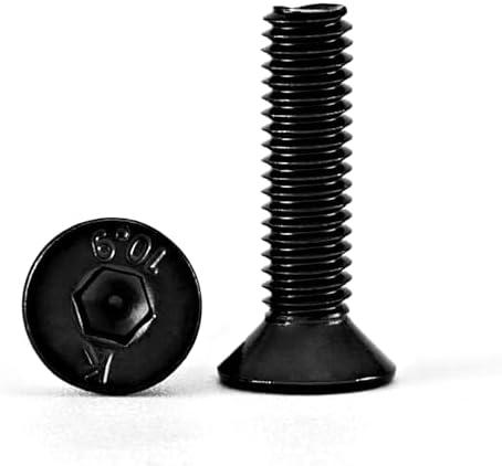 M3-0.5 x 12mm Flat Head Hex Socket Cap Screws Countersunk Bolts, 10.9 Grade Alloy Steel, Black Oxide Finish, Allen Hex Drive, Metric Machine Fully Threaded, 100PCS