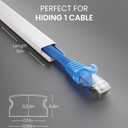 EVEO Cable Hider - One Cord Hider 300 Cord Cover Wall Cable Hider, Cable Concealer, Wire Hiders for TV on Wall. Cable Management, Cord Hider Cable Raceway Wire Covers for Cords (White, Small)
