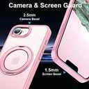 ZHK 360 Rotatable Ring for iPhone 16e Case Magnetic, [Military Grade Drop Proof] [Translucent Frosted Back Panel] Slim Non-Slip Matte Phone Case for iPhone 16e 6.1'', Pink