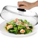 10.5-Inch Glass Microwave Splatter Cover Borosilicate Glass Food Plate Splatter Guard with Vent Hole, BPA-Free, Easy-Grip Silicone Knob, Dishwasher Safe (1, Black, 10.5 In)