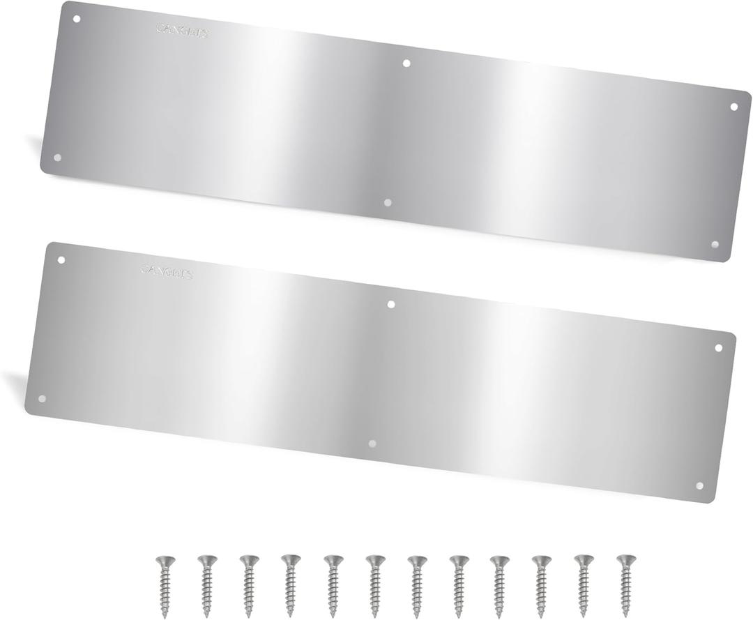 Door Push Plate, Metal Kickplate for Bottom of Door,4x22 inch Aluminum Metal Plate Rounded Corners for Interior and Exterior Doors (Satin Finish 2 Pack)