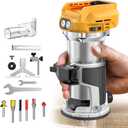 Cordless Compact Router Compatible with DeWalt 20V Battery (Bare Tool), 6 Variable Speeds Router Tool for Woodworking, 800W Fixed Base Wood Router