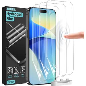 3 Pack Flexible Film Screen Protector for iPhone 16 Pro Max, Non-breakable Soft TPU Hydrogel Film for iPhone 16 Pro Max Screen Protector Film (NOT Glass) (Transparent)