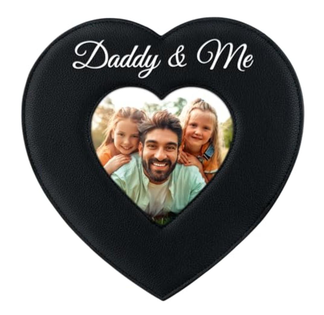 PETCEE Daddy and Me Picture Frame- 4 x 4 Heart Christmas Keepsake Gifts for Dad Daddy Picture Frame Gifts from Daughter Christmas Thanksgiving Birthday Valentines' Day Fathers' Day Gift for Dad Pack Of 2