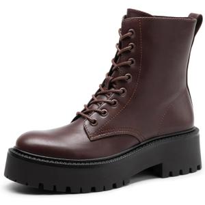 DREAM PAIRS Women's Lace up Combat Ankle Boots Fashion Lug Sole Platform Booties Shoes 7
