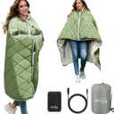 Heated Blanket Battery Operated, Portable Electric Heat Shawl Throw Hoodie, 70.8''X51.2''