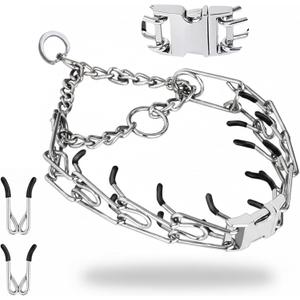 No Pull Dog Collar - 3mm (18"-24" Inches) Heavy Duty Stainless Steel Dog Training Collar, Adjustable Fit with Quick Release Buckle for Small, Medium & Large Dogs, 2 Extra Links