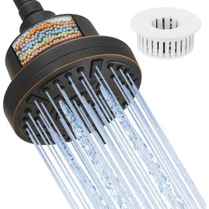 High Pressure Shower Filter Head Oil Rubbed Bronze Fixed Shower Head 7 Settings, 5 Inch Bathroom Rain Shower Head with Enhanced Filter for Hard Water, Reduces Chlorine and Harmful Substances