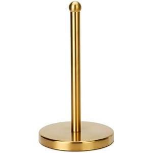 Gold Paper Towel Holder, Easy One-Handed Design for Kitchen Stand Paper Towel Dispenser, Sturdy Base for Standard Paper Towel Rolls and Mega Paper Towel Roll (Gold - Stainless Steel Base)