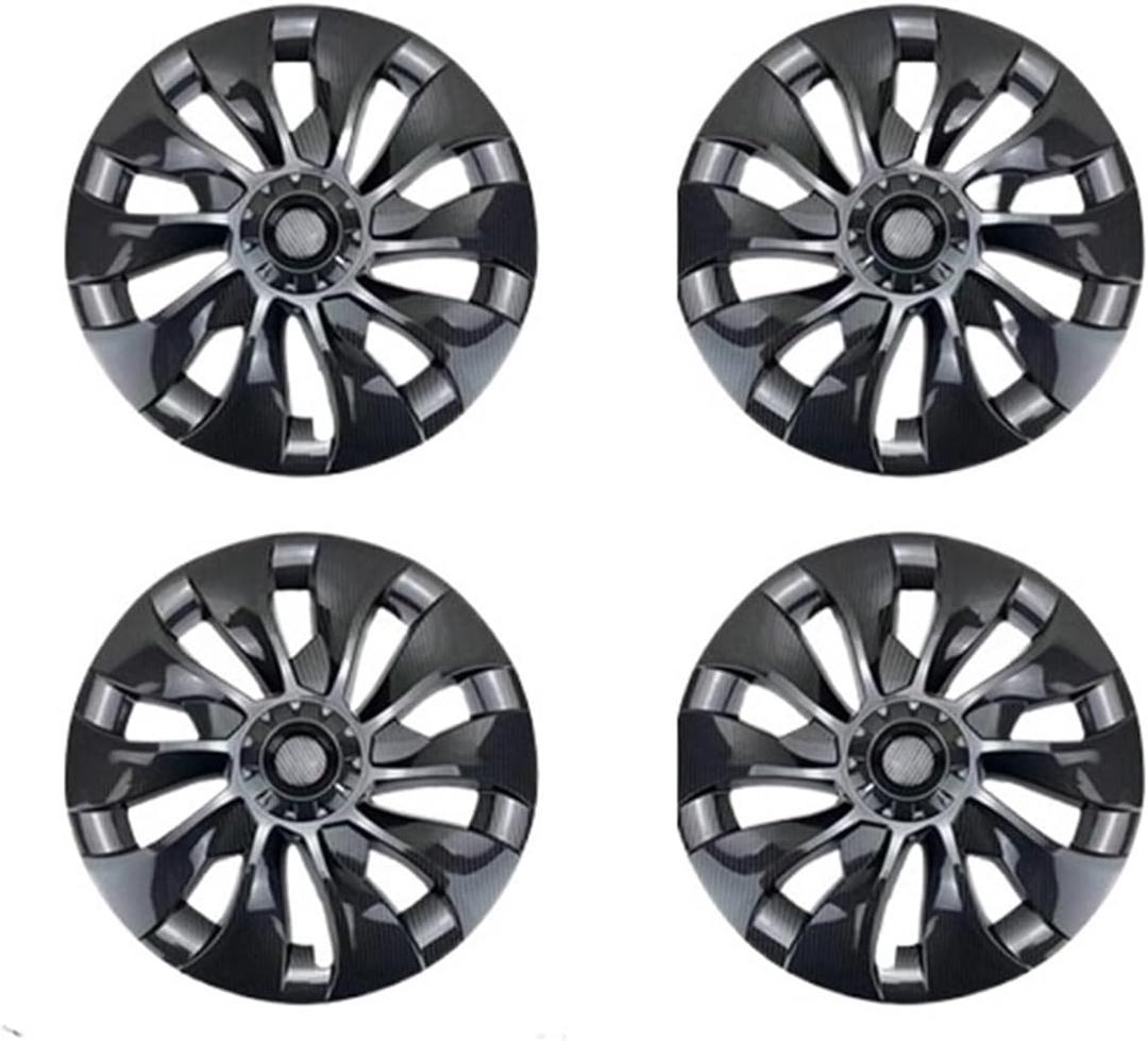 2PCS, Compatible for Tesla Model 3 18 Inch Hub Cap Car Replacement Wheel Cap Automobile Hubcap Full Cover Accessories 2021 2022 (Color : Bright Carbon)