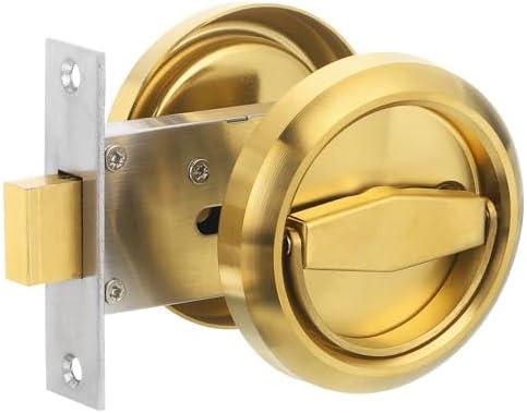 PATIKIL Round Recessed Door Lock, Stainless Steel 304 Hidden Recessed Cup Door Handle Furniture Pulls Latch Knob for Privacy Pocket Door Lockers, Gold