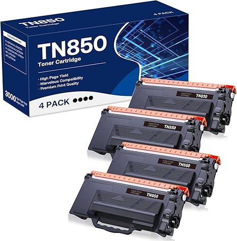 Compatible Toner Cartridge Replacement for Brother TN850 TN-850 TN820 TN-820 Work with HL-L6200DW HL-L5200DW MFC-L5850DW MFC-L6800DW DCP-L5600DN Printer (Black,4-Pack)