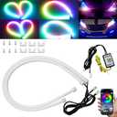 Qasim Sequential LED Strips APP Bluetooth Control RGB Multi Color Headlight 24Inch LED Daytime Running Lights Flexible DRL Tube Strip 12V 2Pack
