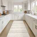 Nakagishi Runner Rug Kitchen Washable Rugs: 2x6 Non-Slip Boho Soft Modern Stain Resistant Indoor Floor Neutral Farmhouse Throw Carpet for Hallway Bathroom Laundry Room Entryway Bedroom- Beige