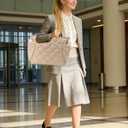 Micmores Puffer Tote Bag for Women, Lightweight Quilted Shoulder Bag with Pockets, Stylish Puffy Handbag for Work Daily Use | Nylon Material