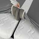 EPHEDORA 3-in-1 Fitted Sheet Attached Bed Bridge Twin (XL) to King Converter Kit with Sheet Strap Set | Split King Gap Filler for Adjustable Bed | Grey